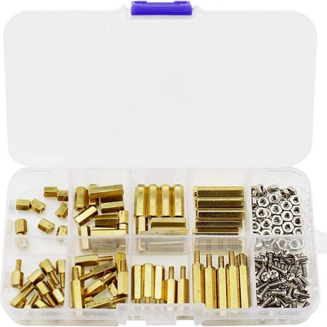 Assortiment de 180 vis de support en laiton à tête hexagonale M2,5 (filetages extérieurs et intérieurs) (1/5)