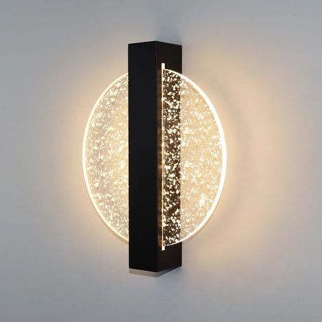 12W LED Wall Light, 3 Color Temperatures, Modern Indoor Wall Lamp, Black Acrylic Round Wall Sconce for Living Room, Bedroom, Stairs, Hallway, 3000K/4500K/6500K (1/5)