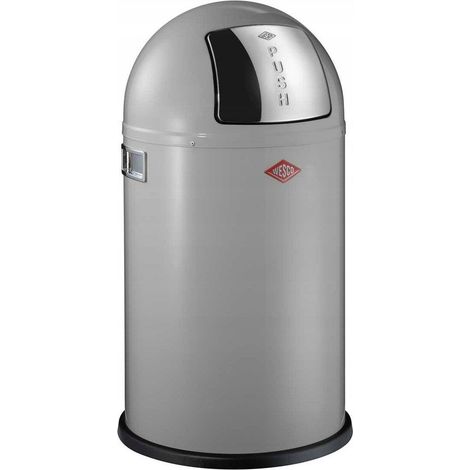 Wesco Pushboy poubelle grise 50 litres design rétro (1/3)