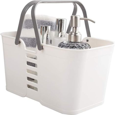 Panier De Rangement En Plastique - Avec Poignées - Pour Salle De Bain Et Cuisine - 25,4 X 15,5 X 14,7 Cm - 1 Pièce (1/5)
