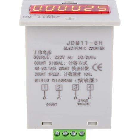 Compteur de tension électronique JDM11-6H à affichage numérique LED 6 chiffres, relais AC220V