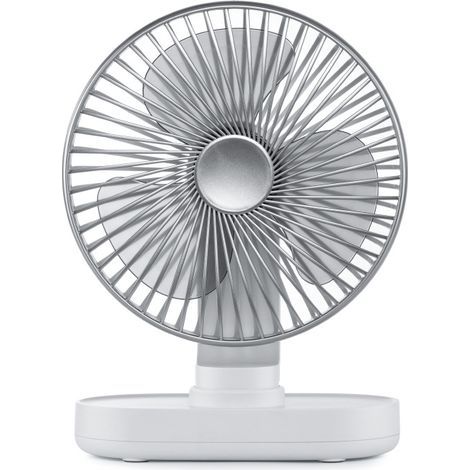 Leiser oszillierender Ventilator, 30 dB, 4000-mAh-Akku und USB-Tischventilator, hohes Luftvolumen, tragbarer kleiner Ventilator mit 4 Geschwindigkeiten, geeignet für Büro, Zuhause und im Freien (1/4)