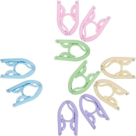Cintres Portables - Magique - Pliables en Plastique - Antidérapants - 10 Pcs - 5 Couleurs (1/4)