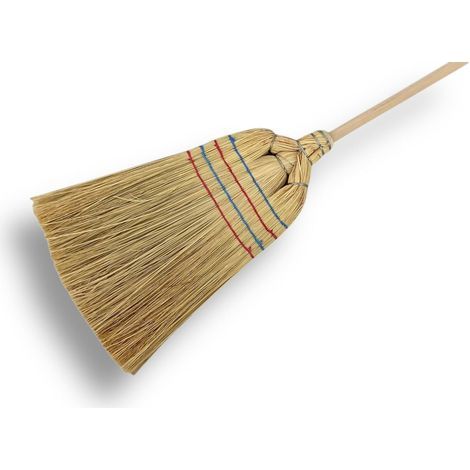 Rice Straw Broom, 4 Braided Strands, Lightweight Traditional Broom, Indoor and Outdoor Floors (1/5)