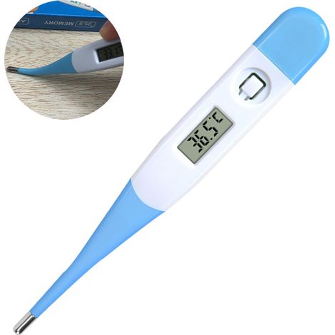 Thermomètre digital axillaire, affichage en Celsius et Fahrenheit (deux modes d'affichage), embout souple, mesure de la température corporelle par voie orale, pour adultes et enfants (1/5)