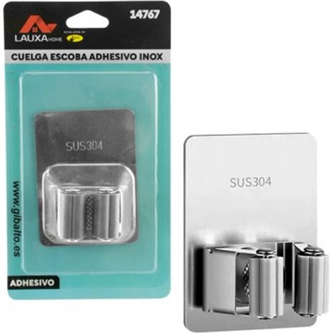 Cuelga Escoba Adhesivo Acero Inox Lauxa Home 8x6cm Sin Gancho