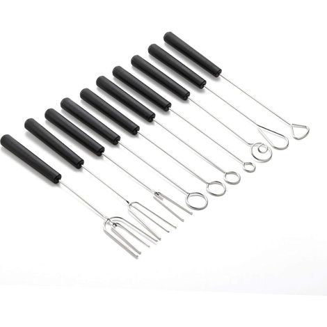 10 pièces Fourchettes à Fondue en Acier Inoxydable,Supports à Fondue,Acier Inoxydable Chocolat Fourchette Fourche à Fromage avec Manche Barbecue Pot Fourchette,