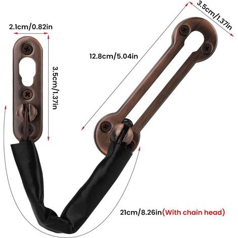 Chaîne de porte antivol en acier inoxydable, chaîne en cuir PU, serrure de sécurité de porte à chaîne coulissante, intérieur de maison d'hôtel (1/3)
