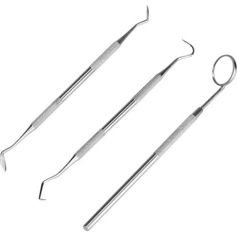 Kit d'hygiène dentaire pour l'élimination de la plaque et du tartre kit de blanchiment des dents avec miroir de dentiste nettoyage des dents tartre 3p ensemble-16cm (1/4)