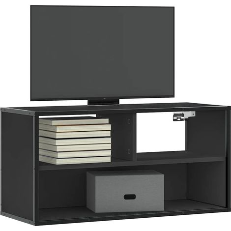 TV-Schrank Schwarz 80x31x39,5 cm Holzwerkstoff und Metall (1/5)