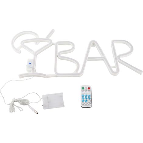 Lumière neon LED de bar BAR lettres en PVC 56x24cm, pink Dimmable avec télécommande USB/batterie AA (1/4)