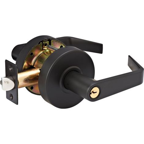 Serrure de porte de rangement robuste avec butée anti-chocs, finition bronze huilé (1/5)