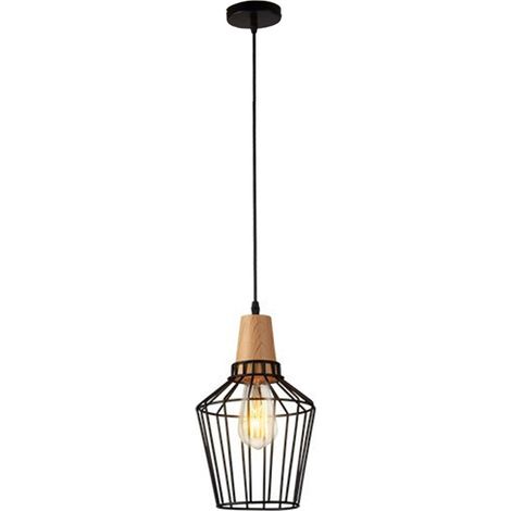 Lustre rétro E27, suspension en fer cage à oiseaux créative, suspension en métal creux, plafonnier pour restaurant, ampoule non incluse (1/5)