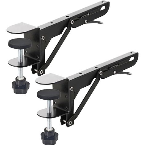 Table pour assiette pliante pour ordinateur, support en fer, support d'entretoise, support pliable pour clavier, supports d'étagère pliables avec pince de bureau de 5,1 cm, extension de comptoir (1/5)