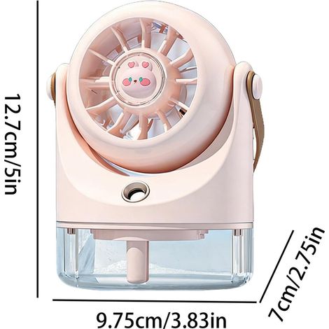 Ventilateur à eau portable,Modèle rechargeable par USB,Réglage à 3 vitesses,activités de plein air, camping, randonnée, (1/4)