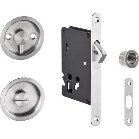 CERRADURA DE EMBUTIR PARA PUERTAS CORREDERAS IN.20.241.F CON TIRADORES - ACERO INOXIDABLE SATINADO