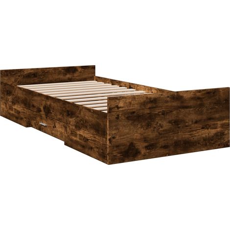 Cama con cajones madera de ingeniería roble ahumado 90x190 cm vidaXL
