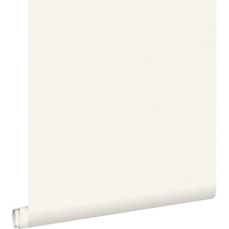 papier peint uni mat avec texture de lin blanc crème - ESTAhome (1/5)