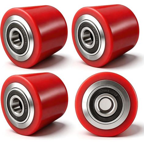 Polyurethane Pallet Truck Wheels 80 x 70 mm, Axle 20 mm Wheels with Ball Bearings for Transport Trucks, Industrial Spare Parts (1/4)