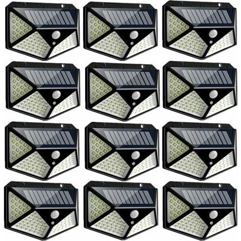 Lampe Solaire - 100 LED - Capteur De Mouvement PIR - IP65 - Étanche - Pour Extérieur - 12 Unités (1/5)