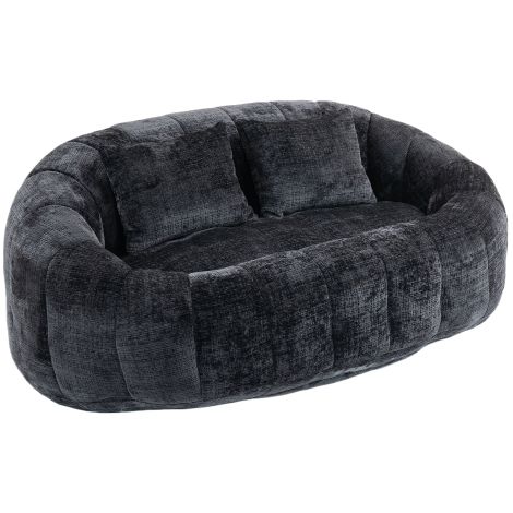 Canapé poire, canapé relax, fauteuil poire confortable et résistant à dossier haut, pour adultes et enfants, d'intérieur et d'extérieur, fauteuil de salon moelleux (chenille noire) (1/5)