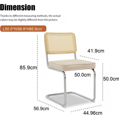 Lot de 2 chaises de salle à manger, fauteuils d'appoint en velours et rotin, pieds chromés, design moderne style Breuer, sièges rembourrés pour salon, cuisine et séjour. (1/5)