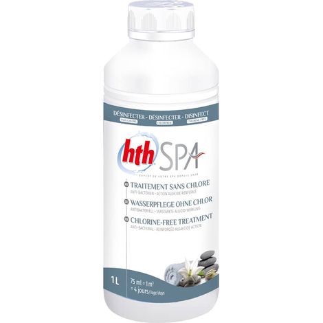 hth Spa Wasserpflege ohne Chlor 1 L gegen Algen und Trübungen für Whirlpools und Spas