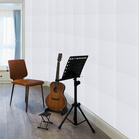 Akustikplatten Selbstklebend, 18 Stück Hohe Dichte Schallabsorber, Schalldämmung Wand, Akustikschaumstoff-Matten, Akustikpaneele für Decken Tür und Akustische Behandlung, 30  30  0.9cm Weiß (1/5)