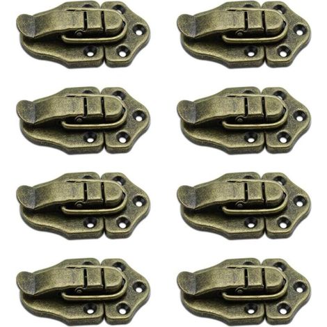 Set mit 8 Vintage-Retro-Knebelverschlüssen für Schmuckkästchen und Geschenkboxen – Bronze – Crezuo