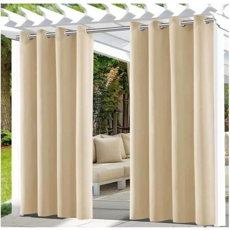 Rideaux d\'extérieur - Imperméables - 137x213cm - Polyester - Opaque - Œillets inoxydables
