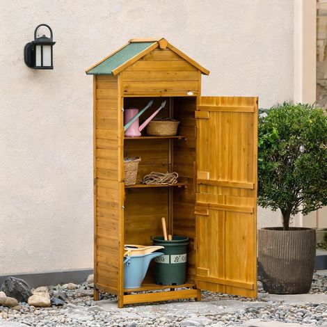 Abri de jardin en bois massif naturel avec 2 portes 79 x 49 x (1/5)