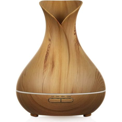 Diffuseur d'arômes ultrasonique 400 ml, humidificateur d'air style vase en bois, 7 couleurs LED, spa, yoga, chambre (1/5)