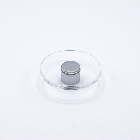 Pomolo trasparente rotondo con tappo effetto cromato lucido 65x20mm - 440 Geo (1/2)