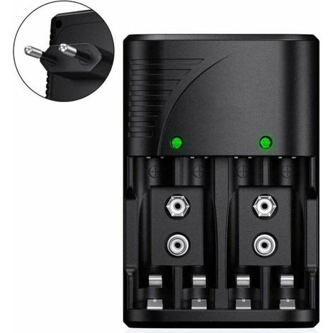 Chargeur de batterie universel AA/AAA/9 V, chargeur rapide 6802 pour piles rechargeables NI-MH ou 9 V AA/AAA avec indicateur LED, tension mondiale 100-240 V, Superma (1/4)
