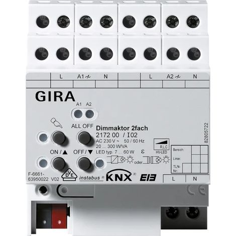 Gira Actuador regulador 2 veces 2 x 300 W/VA KNX REG [217200], 2172 00