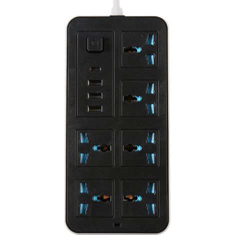 Multiprise intelligente avec 6 prises de protection contre les surtensions, 3 ports USB et 1 port USB-C. Prises intelligentes multiports. Interrupteur multifonction. (1/5)