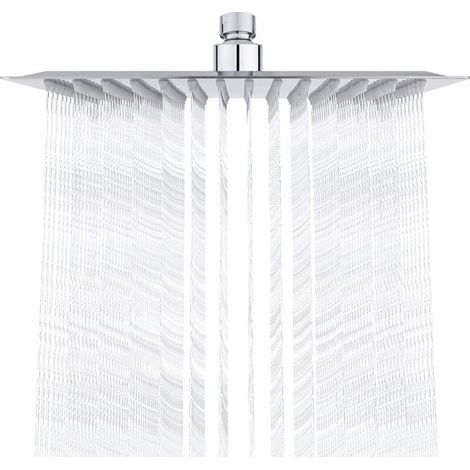 Stainless Steel Shower Head - Water Saving Shower, 25cm Square Shower Head, Universal Rain Shower Head with 1/2 inch Thread, 360° Swivel, 30° Tilt, Easy to Install and Clean (1/5)