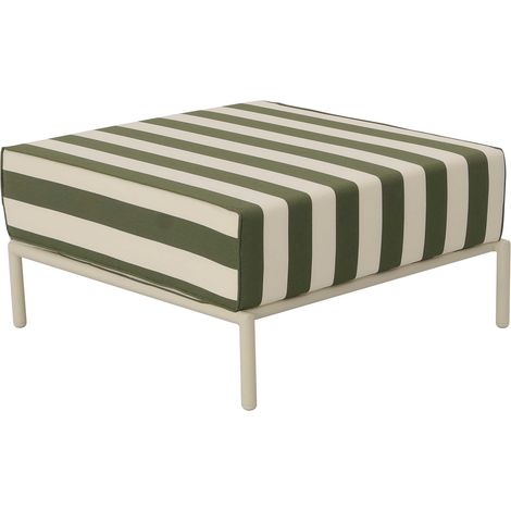 Pouf rayé pour salon de jardin modulable en tissu vert kaki - Patio (1/5)