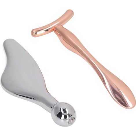 Lot de 2 Rouleaux Faciaux en Alliage de Zinc, Kit Massage Visage Anti-âge pour Yeux et Peau, Lifting Naturel (1/5)