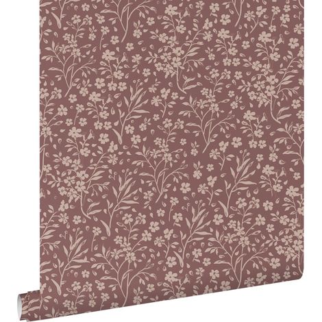papier peint fleurs mauve violet - ESTAhome