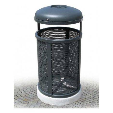 CESTONE IN LAMIERA FORATA ZINCATO E VERNICIATO COPERCHIO COMPLETO DI POSACENERE