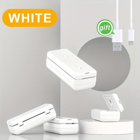 Mini machine de scellage carrée pour usage domestique, machine de scellage plastique pour l'emballage de sacs plastiques ménagers, la conservation des aliments et le scellage de collations (blanc). (1/5)