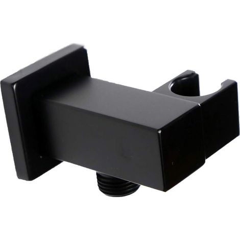 Barra deslizante para riel de ducha NPT de 1/2", soporte cuadrado ajustable para ducha de mano con salida de agua, accesorio de unión de pared, codo de suministro para cabezal de ducha, color negro. (1/5)