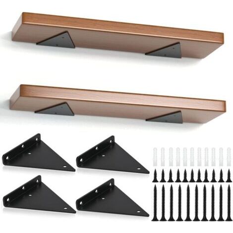 Lot de 4 Support Etagere Triangle, 14CM Supports D'étagère Flottant en Fer, Support Étagère Mural en Métal Pour Étagères