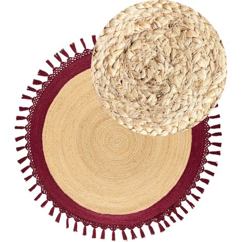 Rug MARTS Dark Red ø 140 cm Jute (1/5)