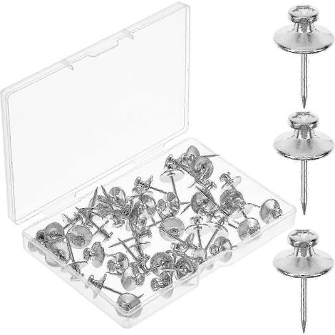 Doppelseitige Bilderhaken, 50er-Packung, schwarz, Bilderklammern, Wandhaken, Wandhaken, Wandhaken, Daumennägel zum Aufhängen von Bildern-silver (1/5)