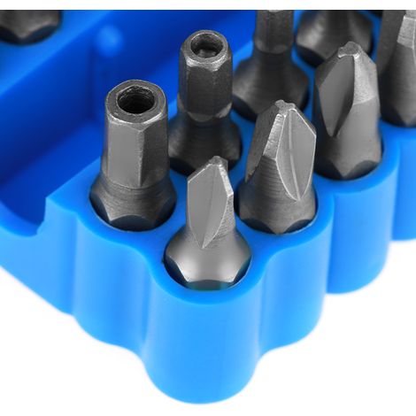Ensemble de 33 embouts de tournevis creux : plats, Phillips, Torx, en forme de U, tournevis longs et courts de 25 mm pour le serrage des vis de sécurité. (1/5)