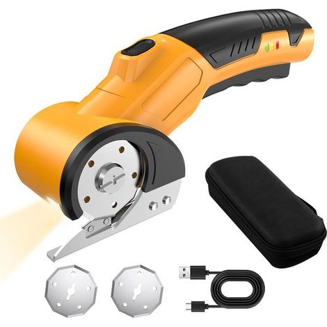 Ciseaux électriques,Verrouillage de sécurité,Éclairage LED,Ciseaux à tissu,lame et chargeur inclus,Ciseaux électriques pour tissus (1/5)