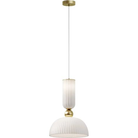 [GEBRAUCHT] B-Ware Maytoni Hängeleuchte Pendelleuchte Antic Glas Weiß Gold E27 Led ø 30 Cm Lampe