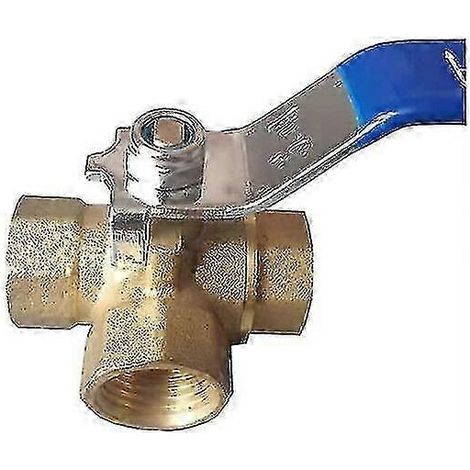 Vanne à trois voies, vanne à bille en laiton 1/2", adaptateur pour vanne à trois voies en laiton, connecteur à bille (1/5)